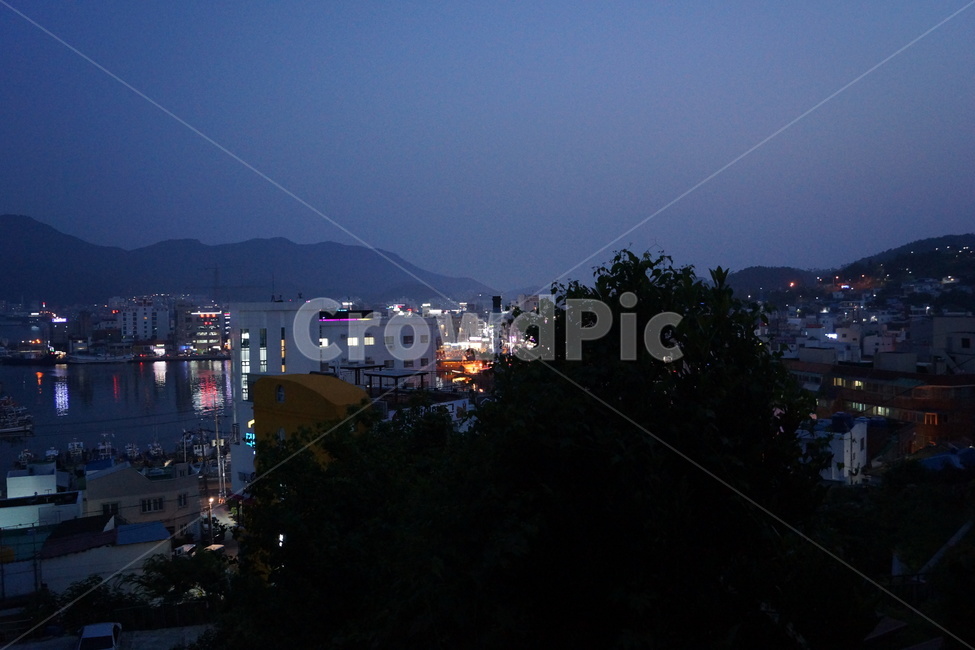 통영,야경,산,풍경,분위기