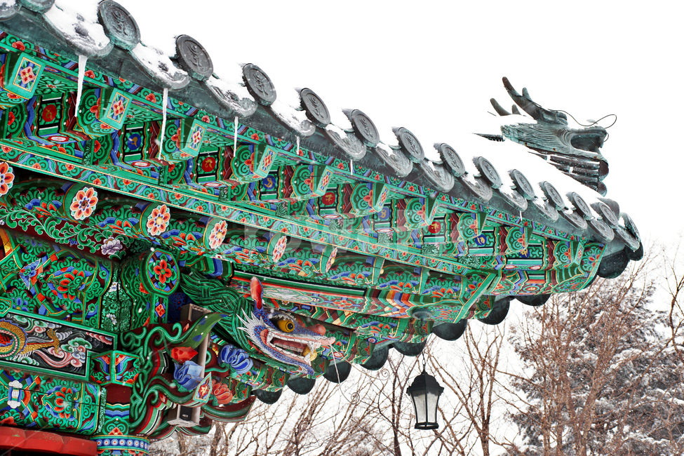 단청,사찰,눈,겨울,용장식,겨울,계절,winter,season,한국전통,한국문화,korean traditional,korean culture,건축물,건물외관,exterior,building,structure,architecture,construction