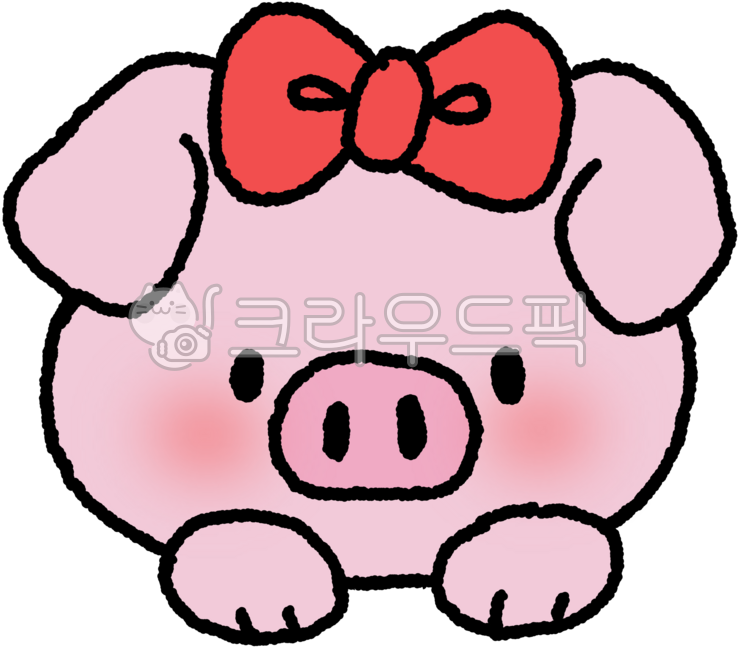 돼지,캐릭터,pig,리본,꽃돼지,일러스트,손그림,드로잉,귀여운,스티커