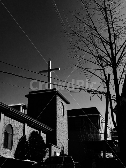 교회,흑백,여름,십자가,신앙,사랑,믿음,소망,따뜻함,정,인심,종교,신앙,religion,belief,faith,흑백,모노톤,monochrome,black and white