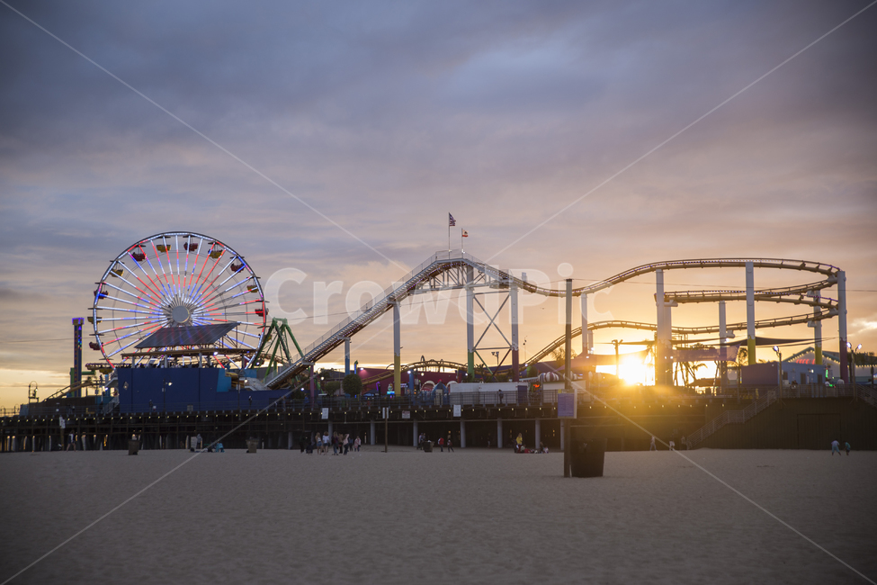 Amusement park,cloud,theme park,USA,roller coaster,LA,la,sunset,travel