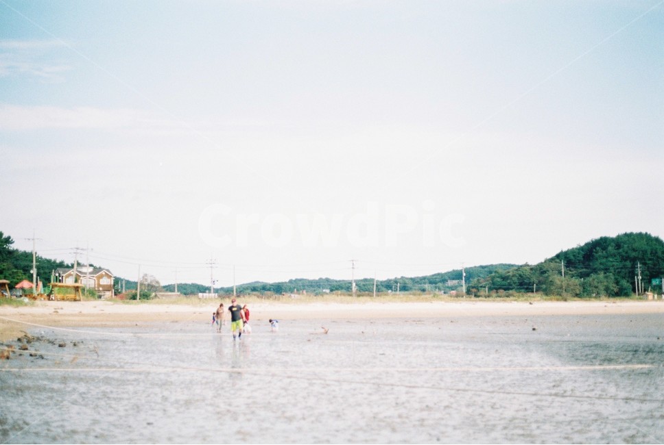 서천,바다,갯벌,갯벌체험,가족,sea,foreshore,sky,하늘,family,필름카메라사진
