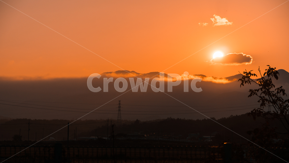 노을,하늘,오렌지색,구름,선셋,sunset