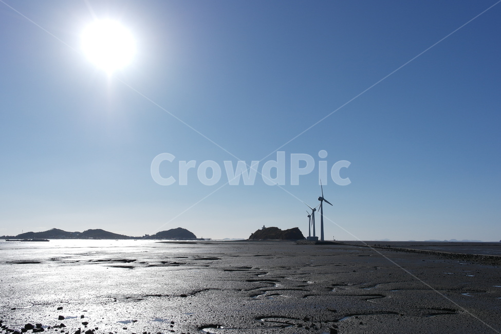 갯벌,벌,mudflat,머드,진흙,서해,대부도,풍력발전