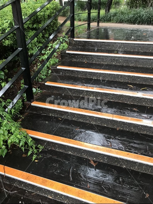 raining,rainy,rain,비오는날,계단,나무계단,빗방울,난간,staircase,railing,handrail,banister,공원