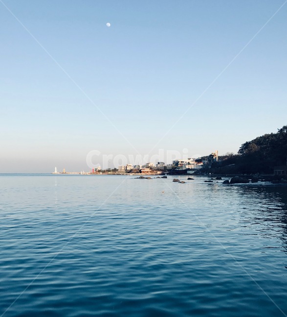 산,바다,달,등대,물결,일광,해수욕장,자연,풍경,nature,landscape,water,물,promontory,곶