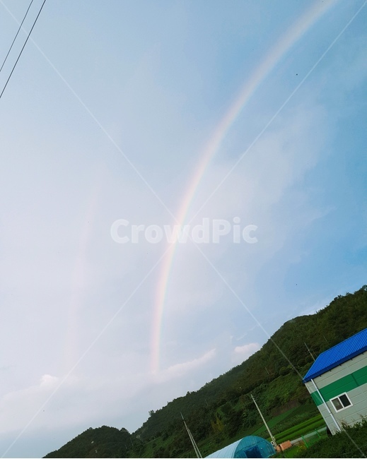 맑은하늘,구름,무지개,rainbow,시골,산,농촌,rural,햇살,좋은날씨,weather