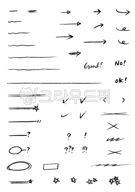 밑줄, 색연필, 채점색연필, 강조, 표시, 사진,이미지,일러스트,캘리그라피 - 복주머니작가