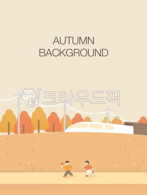 Illustration,background,web source,character,person,background,landscape,fall,season,nature,walk,road,grass,child,train,train,tree,autumn leaves,power transmission tower