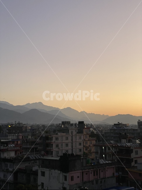 경치,자연,풍경,건물,어반,시티,도시,landscape,outdoors,nature,scenery,building,urban,city,town,dawn,해질녘,노을,sunset,redsky,네팔,nepal,해외