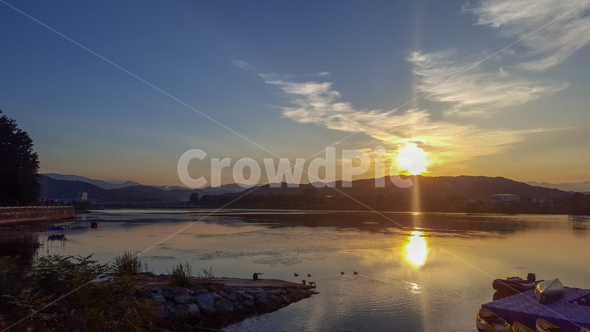 하늘,노을,구름,강,오리,sun,sunset,자연,풍경,nature,landscape,light,빛,flare,플레어,outdoors,옥외