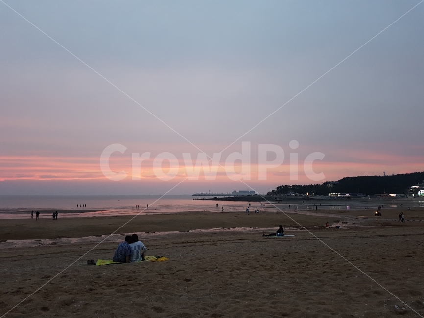 낙조,석양,을왕리,일몰,연인,사랑,자연,풍경,nature,landscape,해변,바다,beach,sea,ground,바닥