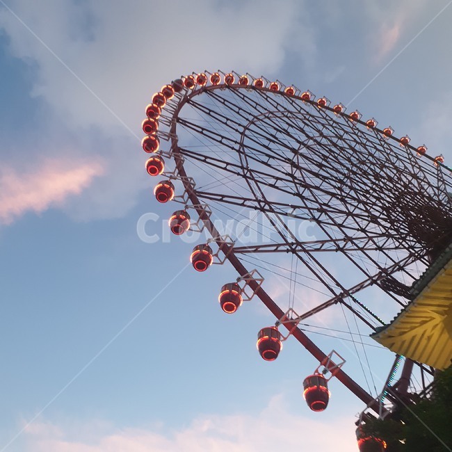 놀이공원,대관람차,amusementpark,ferriswheel,하늘,light,pink,color,machine,skyblue,red,빛,색감,분홍색,하늘색,빨간색,기계,sky,snap,snapshot,스냅사진