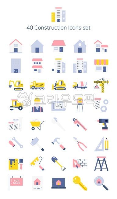 spanner,shovel,construct,office,ruler,nut,laptop,building,Readymixed concrete,brush,crane,contract,Paint,blueprint,Jangdori,bulldozer,driver,volt,survey,erection,pond,shop,color,hammer,wagon,truck,icon,house,interior,reading glasses,excavator,flat,twostor