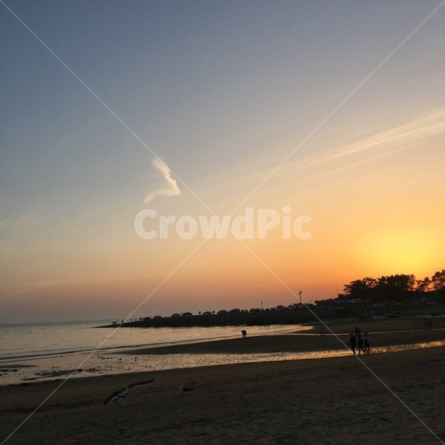 노을,바다,을왕리,새,밤,경치,그리움,beach,물,water,해,달,하늘,나무,자연,구름