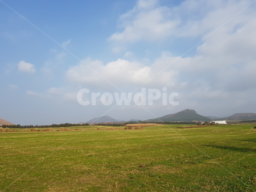 제주도,풍경,하늘,구름,제주,봄,밭,오름,시골