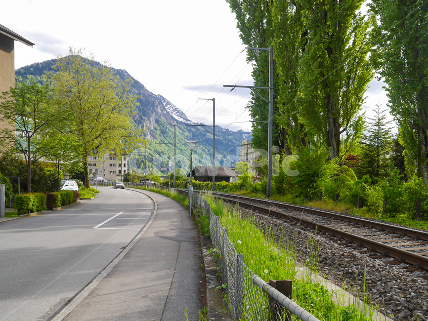 도시경관,스위스,유럽,철길,기찻길,철로,경치,마을,마을경관,소도시,아름다운,풍경,경관,조용한,한적한,평화로운,배경,교통,교통수단,traffic,transportation