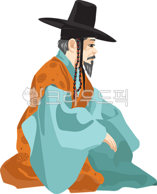 한국,한복,전통,선비,양반,조선,일러스트,인간,사람,남자,어른,의복,할아버지