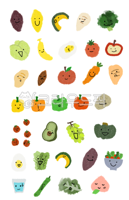 Fruit,Good Note,Diet,Diet Record,Good Note Sticker,Vegetable,Facial Expression,Sticker,Dakku,Diary Decoration,Deco Sticker,Decorative Sticker,Fruit Illustration,Vegetable Illustration,Facial Expression Sticker,Facial Expression Character,D