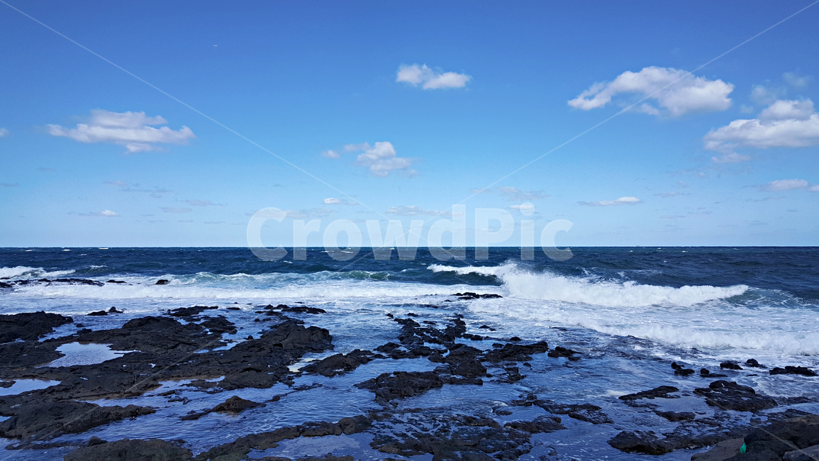 nature,자연,옥외,바다,파란하늘,흰구름,파도