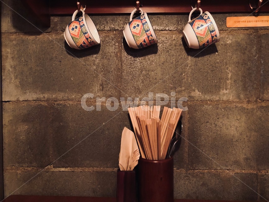 컵,젓가락,벽,아늑한,식당,빈티지,장식품,사물,물건,오브젝트,thing,object,matter