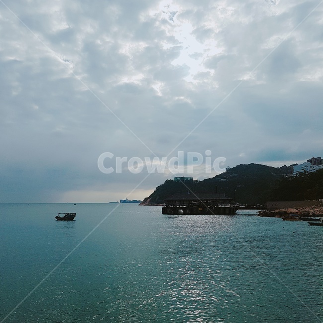 바다,홍콩,풍경,구름,배,여름