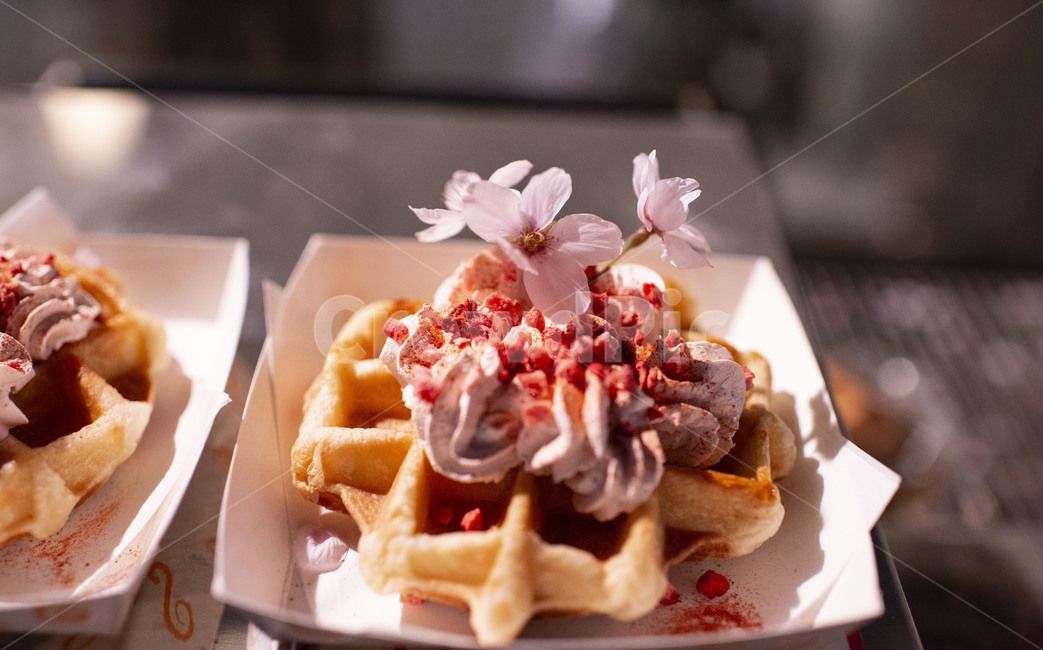 와플,벗꽃,봄,푸드,음식,디저트,빵,쿠킹,버터와플,디저트,간식,후식,dessert,snack