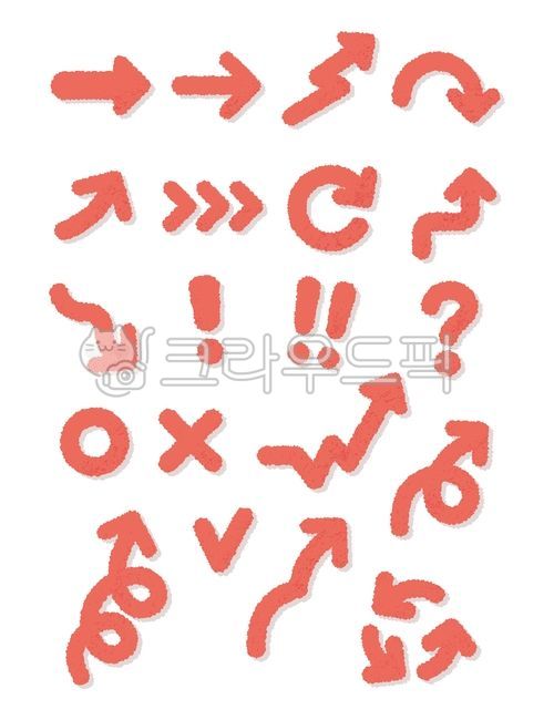 화살표,도형,울퉁불퉁,플러피,지글지글,방향,색연필,상승,다음,느낌표,물음표,회전