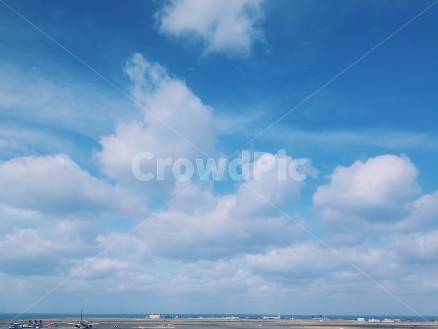 하늘,구름,맑은,바다,공항,활주로,파란,sky,cloud