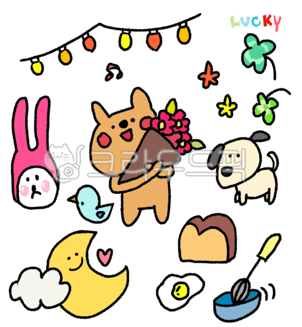 Decorating a diary,luck,egg,thanks,baking,character,pastel,bear character,Fried egg,rabbit,bird,bear,hand drawing,bulb,clover,png,bouquet,Lucky,heart,chick,Dakku png,moon,little bird,Dakku,light,puppy,humming,mixer,dog,lucky,note,congratulations,shamrock,
