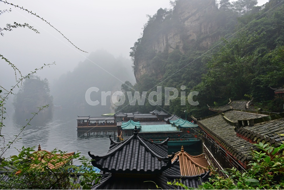 water,물,nature,자연,weather,날씨,outdoors,옥외,중국,장가계,대협곡,보봉호수,안개
