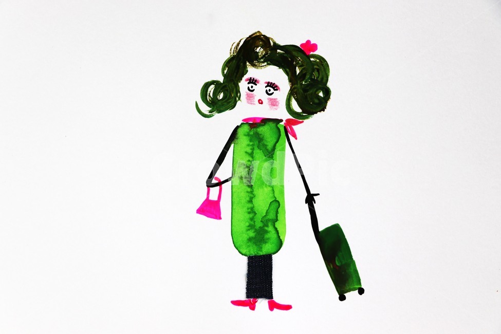여행,나들이,손그림,일러스트,여인