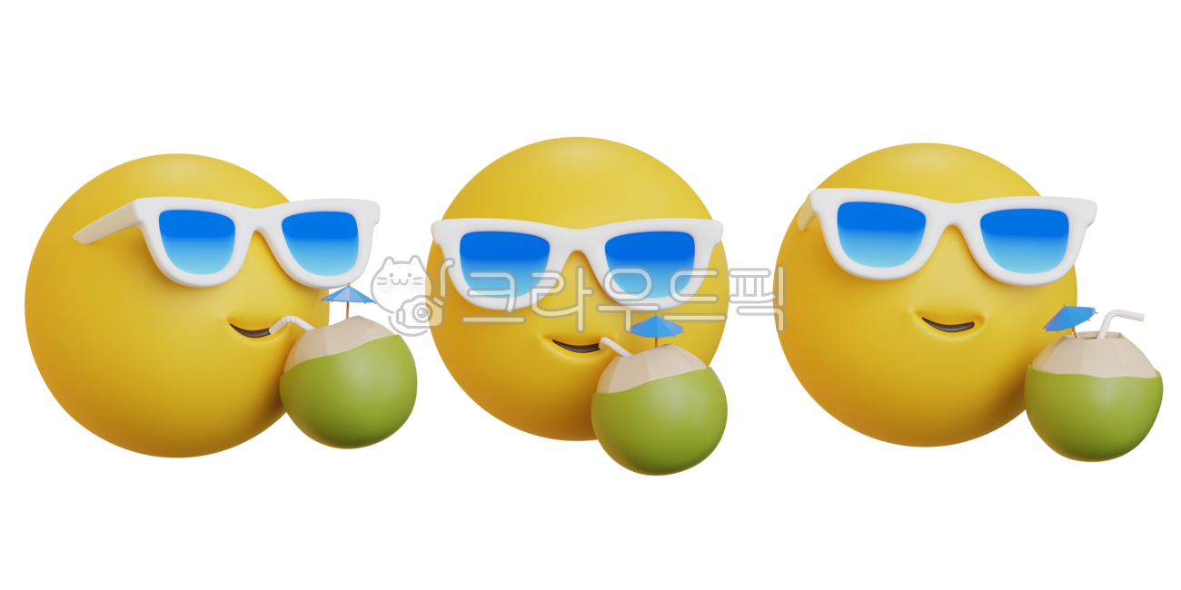 3d,이모지,이모티콘,얼굴,표정,여름,바다,수영,수영장,휴가,여름휴가,방학,여름방학,휴가지,관광,선글라스,휴양,휴양지,음료,음료수,주스,쥬스,코코넛