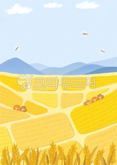 fall rice field,countryside,fall event,tree,banner,rural area,rice,fall field,fall background,dragonfly,cloud,Fall illustration,design element,mountain,Korean paper background,background,season,notice