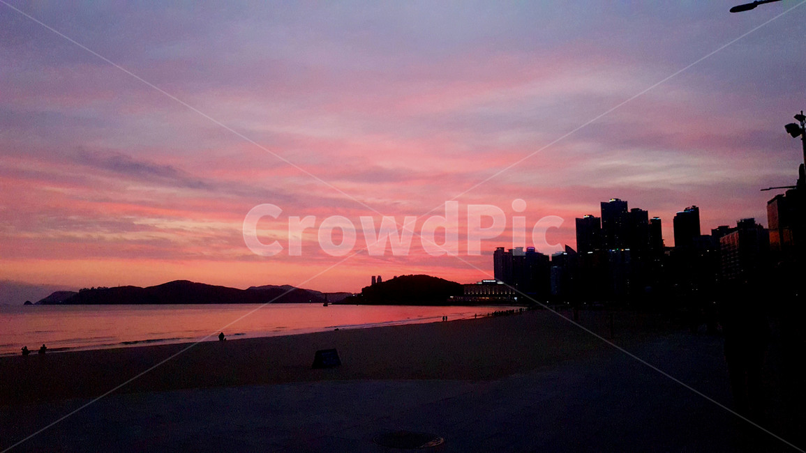 자연,황혼,outdoors,붉은하늘,redsky,하늘,일몰,sunset,노을,분홍빛하늘,예쁜하늘,해운대,바닷가,노을해변,저녁노을