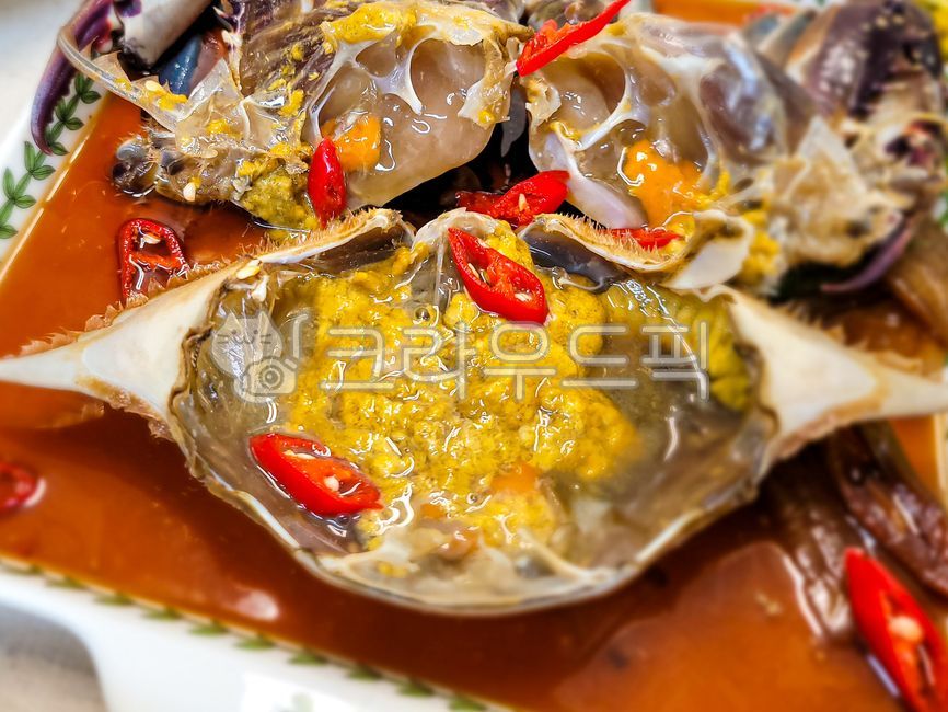 Soy Crab,Soy sauce crab intestines,crab shell,food