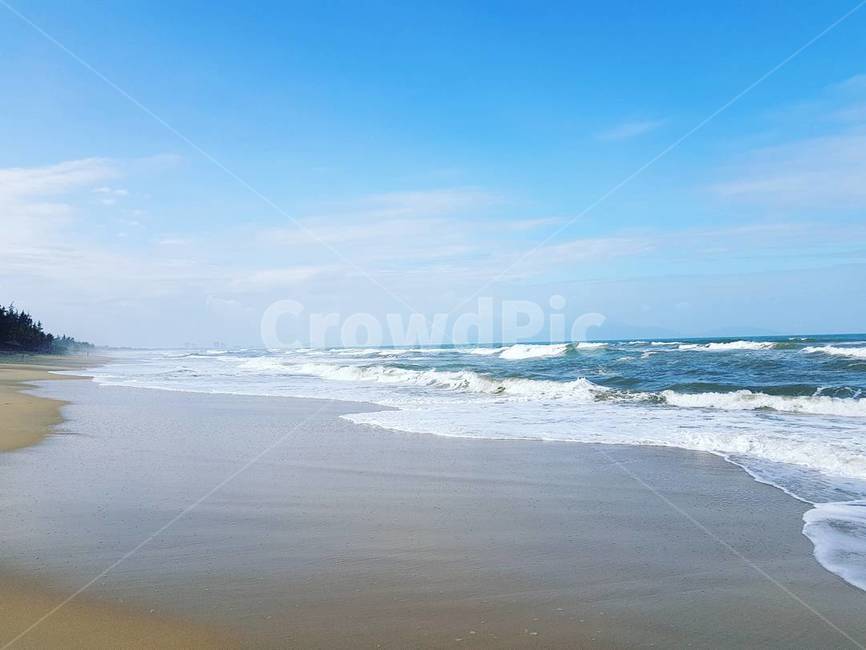 베트남,호이안,바다,풍경,맑은,파도,해변,해변,바다,beach,sea
