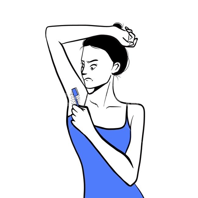 겨드랑이,냄새,불쾌감,겨드랑이털,암내,왁싱,제모,콤플렉스,여성,여자,girl,woman,여성청결,뷰티,미용,beauty treatment,그래픽,일러스트레이션,graphic,illustration