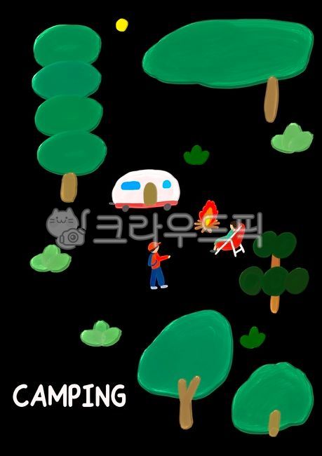 여름,여름일러스트,여름그림,여름이미지,여름풍경,여행,여행일러스트,여행그림,캠핑,자연,수풀,나무,여름밤,산,숲일러스트,숲