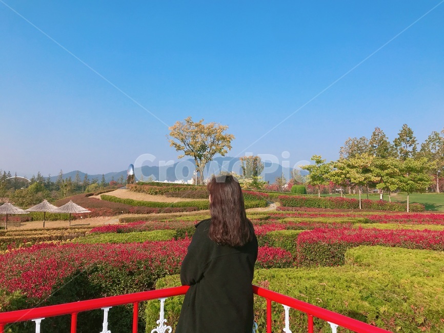 난간,사람,자연,정원,풍경