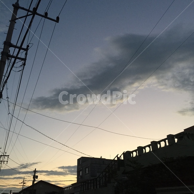 노을,구름,하늘,감성,전봇대,분위기,풍경,sky,cloud