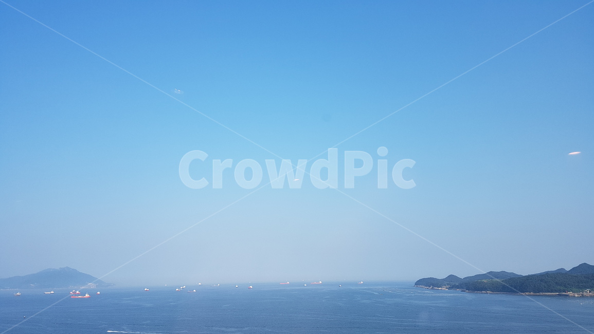 바다,하늘,산,경계,시원함,청량,맑음