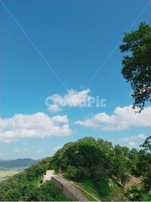 산성,나무,tree,초록,성,삼년산성,하늘,sky,구름,outdoors,옥외,nature,자연,field,들,파랑,파란색,돌,회색,산