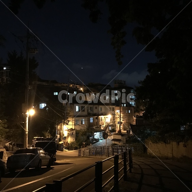 달동네,분위기,밤,가로등,야경,조명
