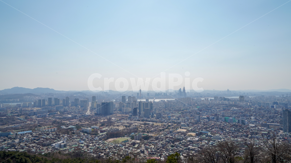도시,건물,하늘,풍경,마을,산,미세먼지,맑음