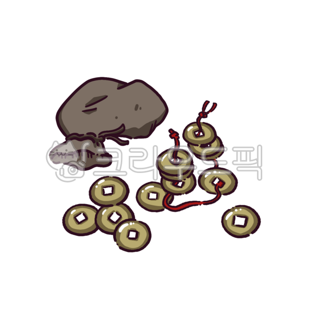 귀여운,일러스트,그림,드로잉,엽전,화폐,조선시대,상평통보,동전,돈