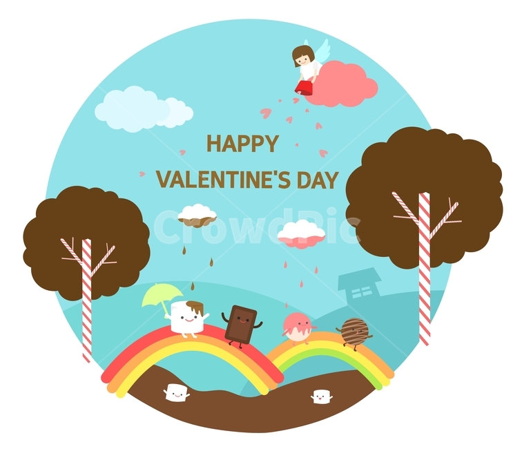 초콜릿,무지개,사탕,천사,발렌타인데이,이벤트,기념일,플랫디자인,일러스트,기념일,축하,anniversary,congratulation,celebrate,celebration,그래픽,일러스트레이션,graphic,illustration