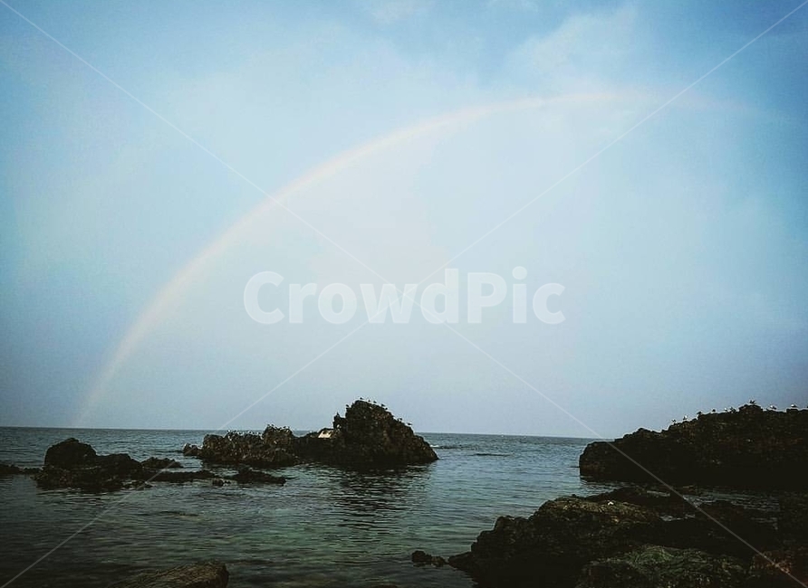 해안선,바다,물,sea,자연,무지개,돌