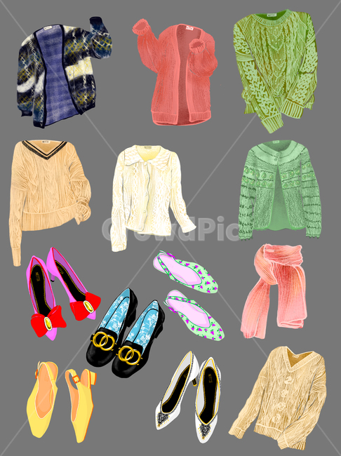 clothesillustration,caduganillustration,shoesillustration,Gurdigan,shoes,clothes,shoes illustration,Knit illustration,cardigan illustration,neat,illustration,shoe illustration,cardugan