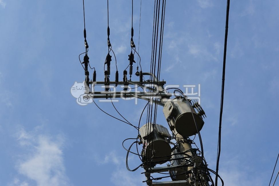 sky,cloud,blue sky,wire,telephone pole,Transformers,telegraph pole,insulator,electric wire,cable